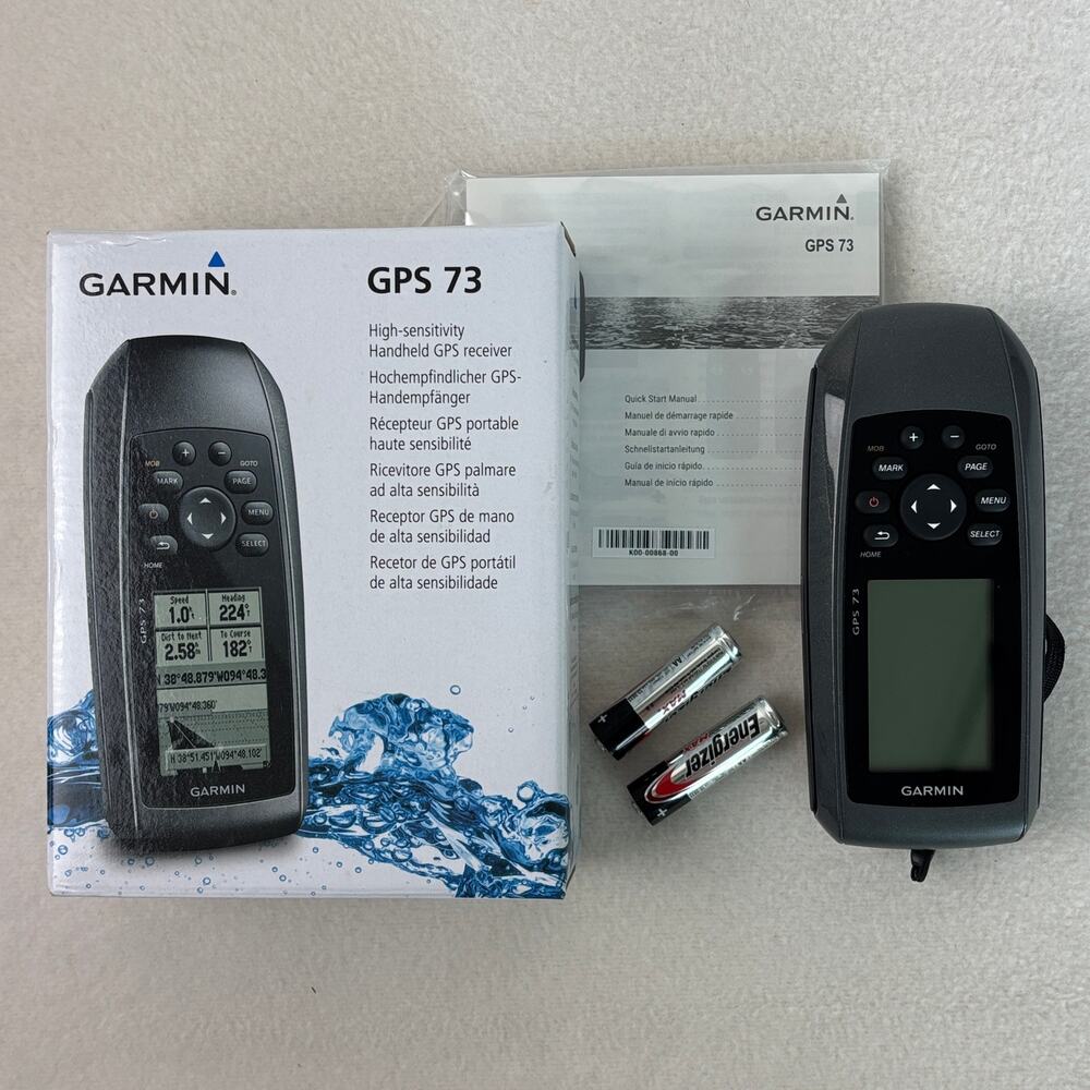 Garmin High-Sensitivity Handheld GPS 73, Monochrome Display, Floats - Open Box